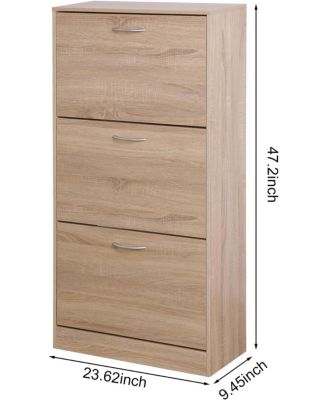 3 Drawer Shoe Storage Cabinet, 3 Tier Wood Shoe Rack Storage Organizer for Entryway