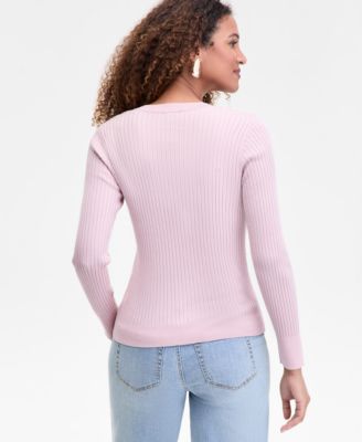 Women's Ribbed V-Neck Sweater, Macy's Exclusive