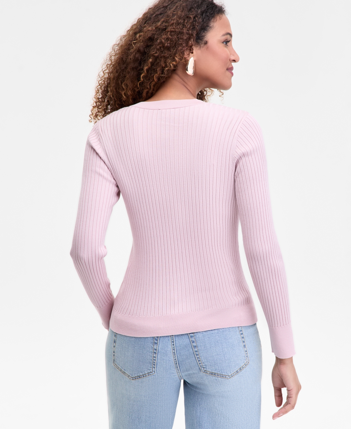 Inc International Concepts Women's Ribbed V-neck Sweater, Macy's Exclusive In Purple