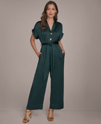 Donna Karan New York Women's Satin Wide Leg Jumpsuit Macy's