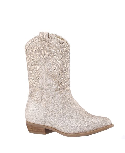 Ботинки Nina Hawley Glitter side zip Cowboy Boots для девочек, цвет: Золотой