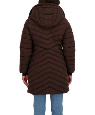 Women's 3/4 Hooded Stretch Puffer with Bib