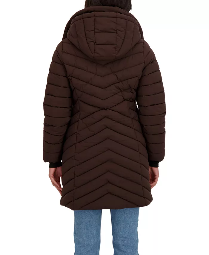 Women's 3/4 Hooded Stretch Puffer with Bib - thumbnail 7