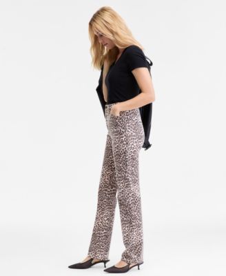 Women's Leopard-Print Straight-Leg Jeans, Macy's Exclusive