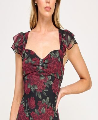 Juniors' Sweetheart Neck Midi Dress