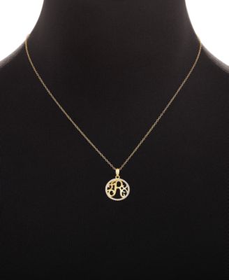 Cubic Zirconia Pav&eacute; Monogram R Pendant 18" Necklace in 18k Gold Over Sterling Silver, Created for Macy's