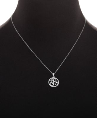 Cubic Zirconia Filigree Initial P Monogram 18" Pendant Necklace in Sterling Silver, Macy's Exclusive