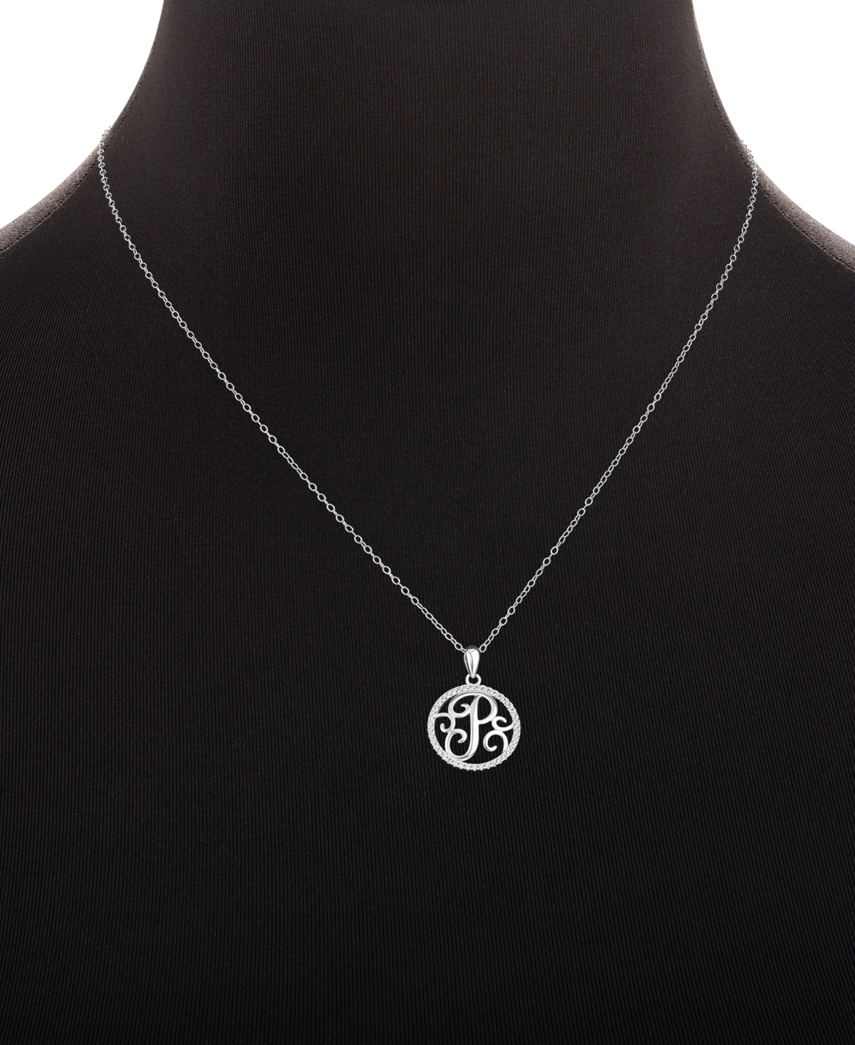 Giani Bernini Cubic Zirconia E Monogram 18" Pendant Necklace In Sterling Silver, Created For Macy's In Silver