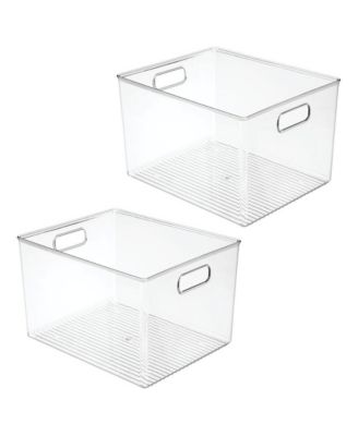 Plastic Storage Bin with Handles - Set of 2 - Clear - Made in USA