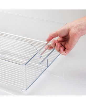 mDesign Divided Storage Bin for Fridge or Pantry, Set of 6, Clear, Made in USA