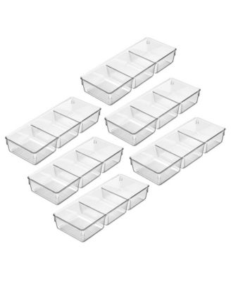3-Section Plastic Drawer Organizer - Set of 6 - Clear