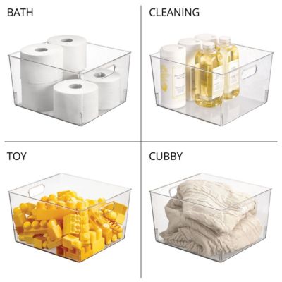 Plastic Household Cubby Storage Organizer Container Bin - 4 Pack - Clear, USA Made