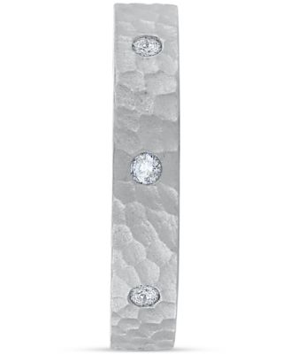 Diamond Studded Textured Band (1/4 ct. t.w.) in Platinum or 14k Gold