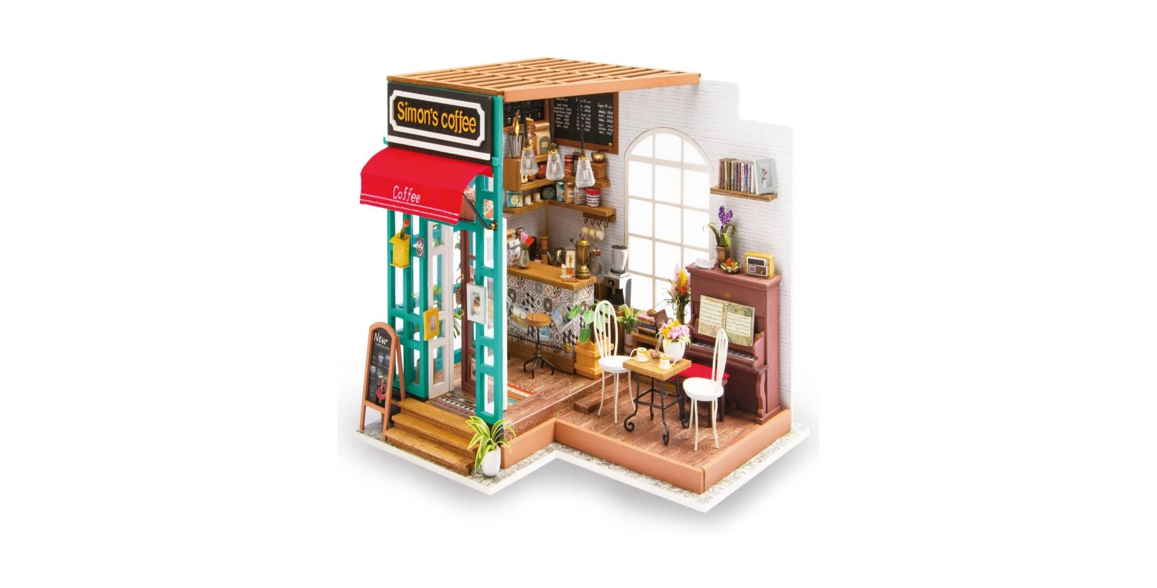 Robotime Diy Dollhouse Kit Miniature Kits with Accessories and Furniture for Adults Girls Birthday Gifts, Multicolored, 7.4"7.4"8.1