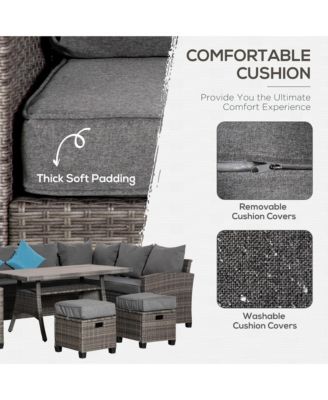 Patio Furniture Sectional Sofa w/ Ottomans & Table,