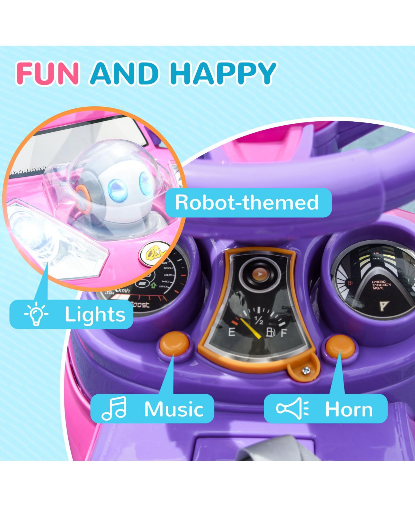Детская игрушка Qaba 3-in-1 Robot-Themed Push Car, 55 lbs. Capacity, Ages 12-36 months, цвет: Розовый — фото 7