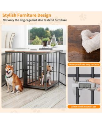 Heavy Duty Wood Dog Crate Pet Kennels Table Furniture with Tray & Lockable Door