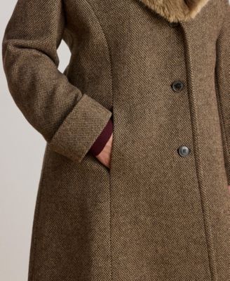 Plus Size Faux-Fur-Collar Coat