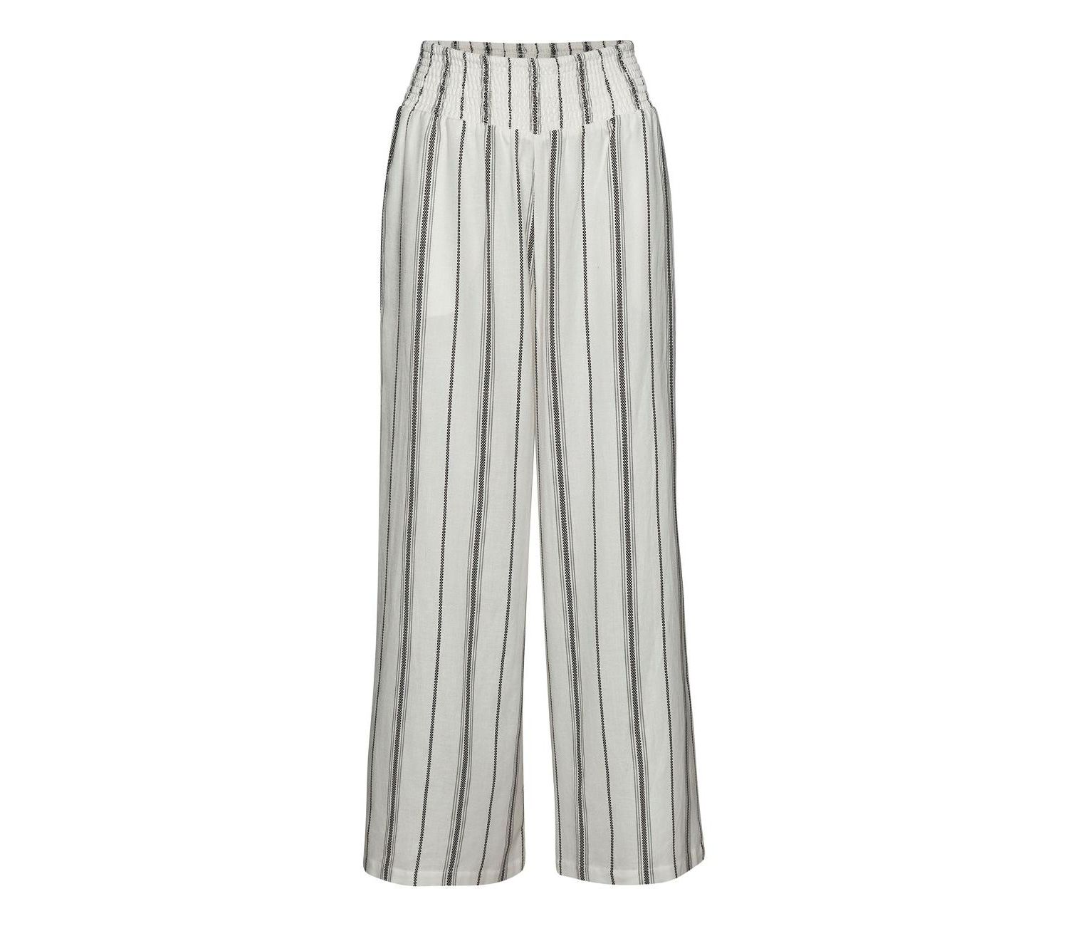 Women's Striped Wide Leg Smocked with Pockets Pants