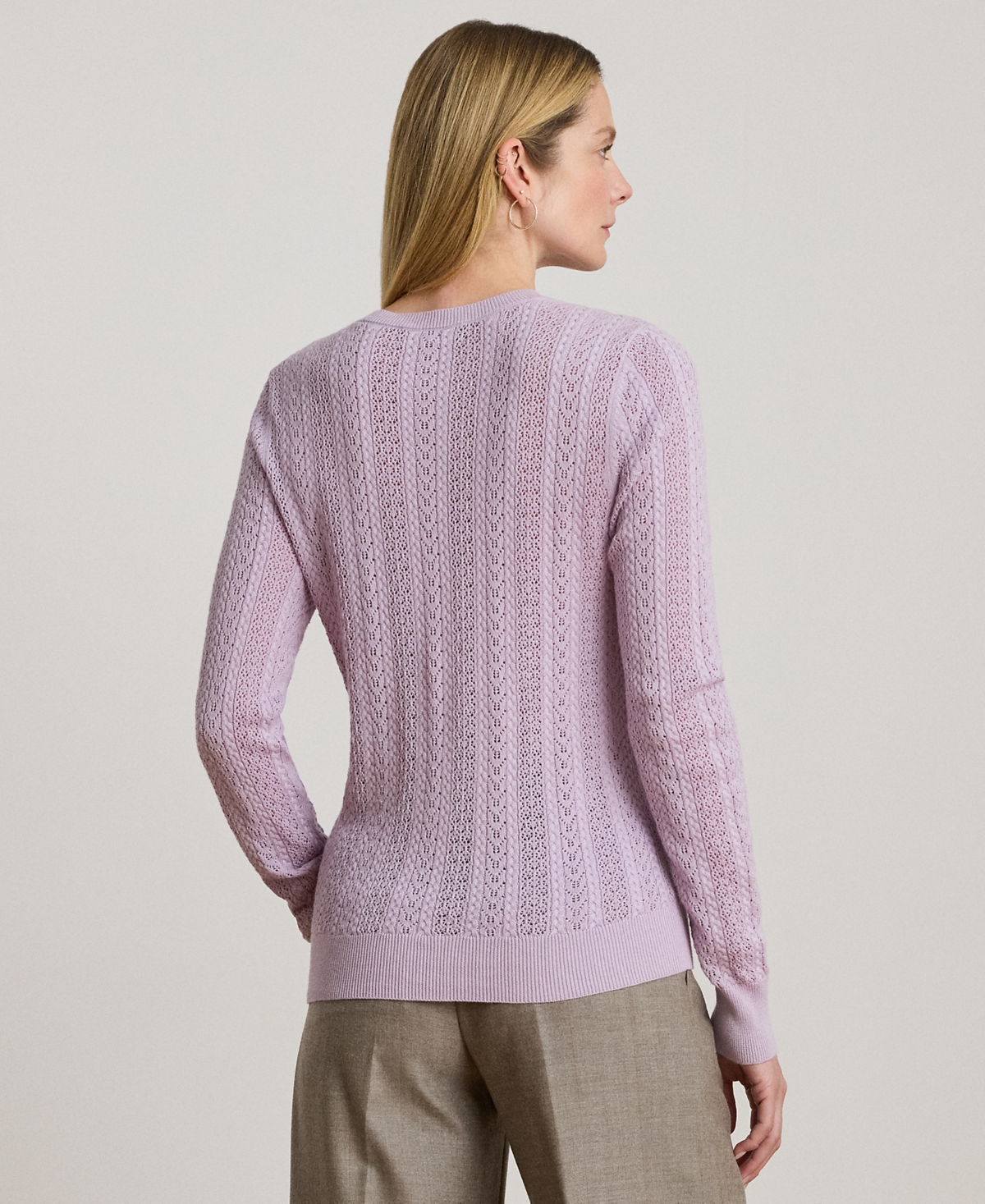 Lauren Ralph Petite Pointelle-Knit Slim Fit Sweater
