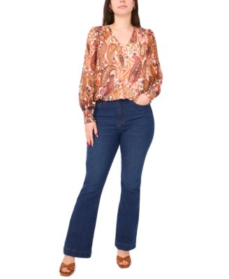 Women's Smocked Waist V-Neck Woven Top