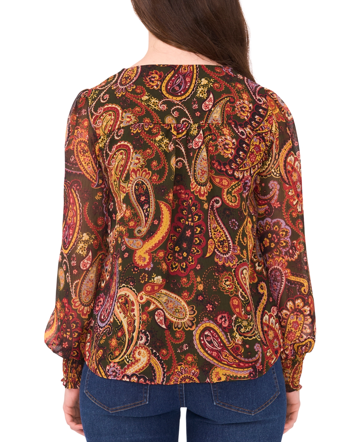 Sam & Jess Women's Smocked Shoulder V-Neck Blouse Top