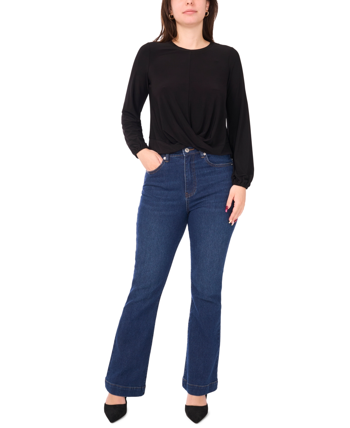 Sam & Jess Women's Twist Waist Knit Top In Brown