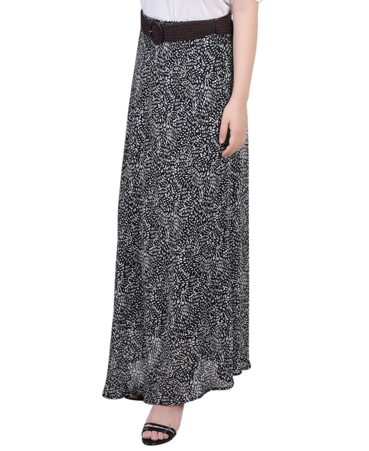 Ny Collection Petite Chiffon Maxi Skirt In Gray