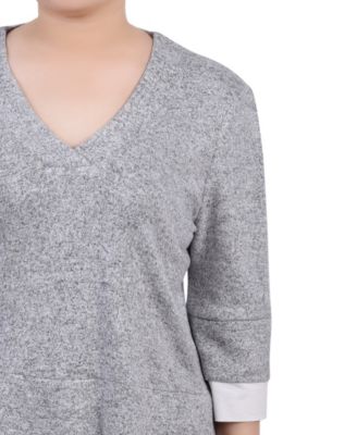 Petite Long Sleeve 2-In 1 Top