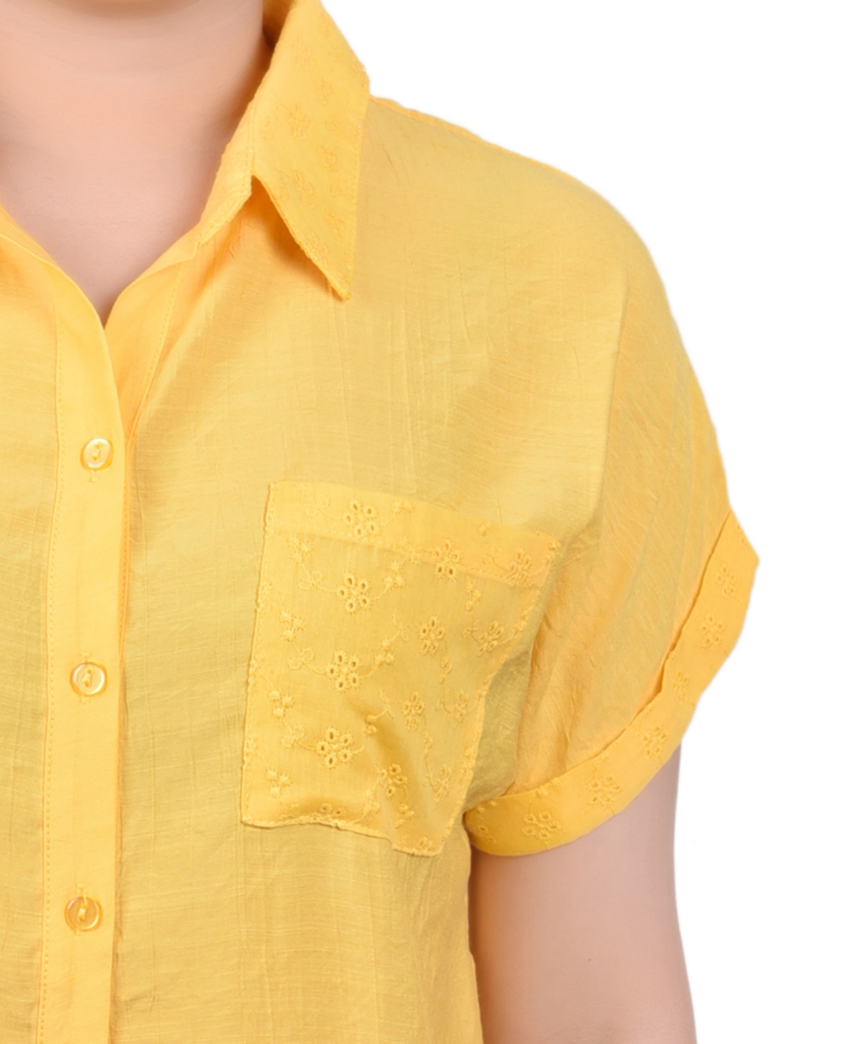 Ny Collection Petite Short Extended Sleeve Top In Yellow