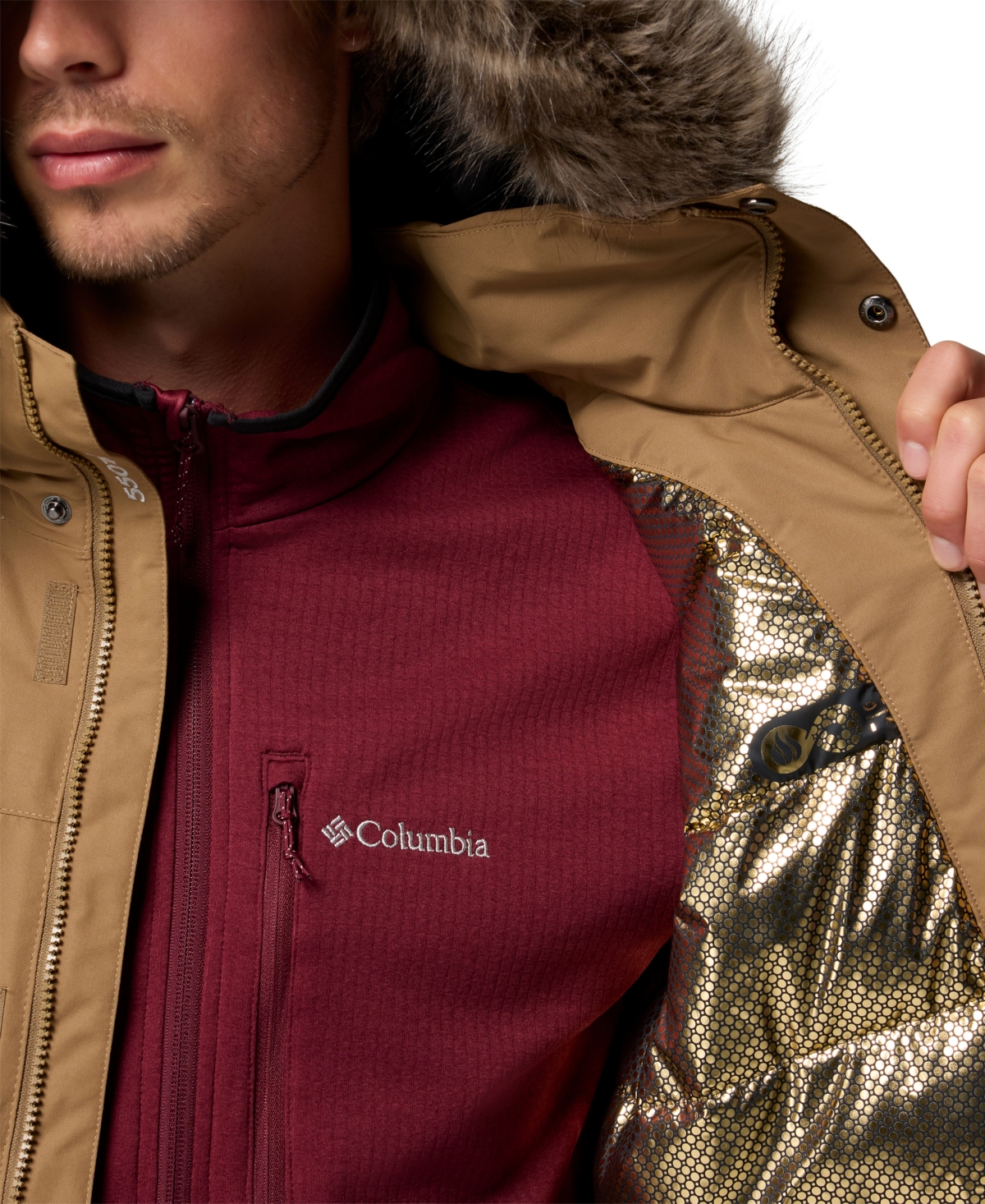 Columbia Men's Cape Ridge Bomber Jacket In Brown