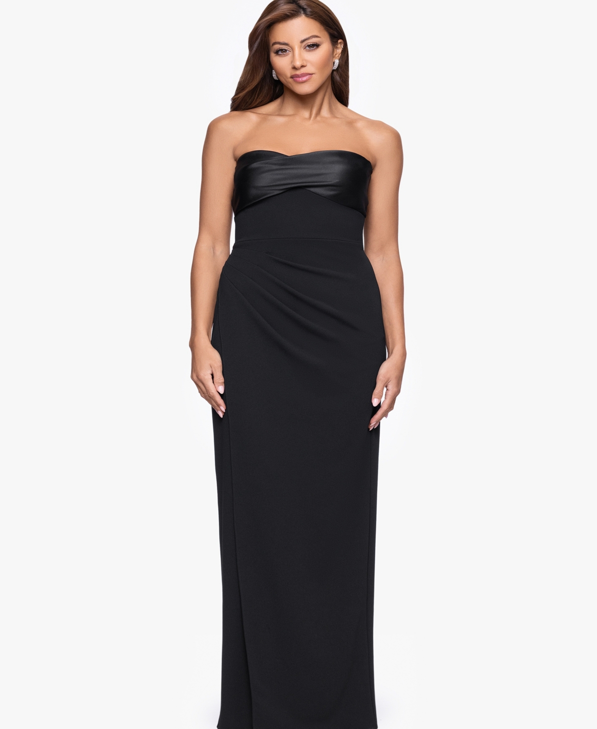 Xscape Women's Strapless Satin Dress In Black