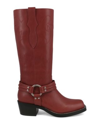 Women's Diego Tall Harness Strap Block Heel Western Boots