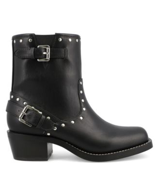 Women's Delores Square Toe Studded Buckle Booties