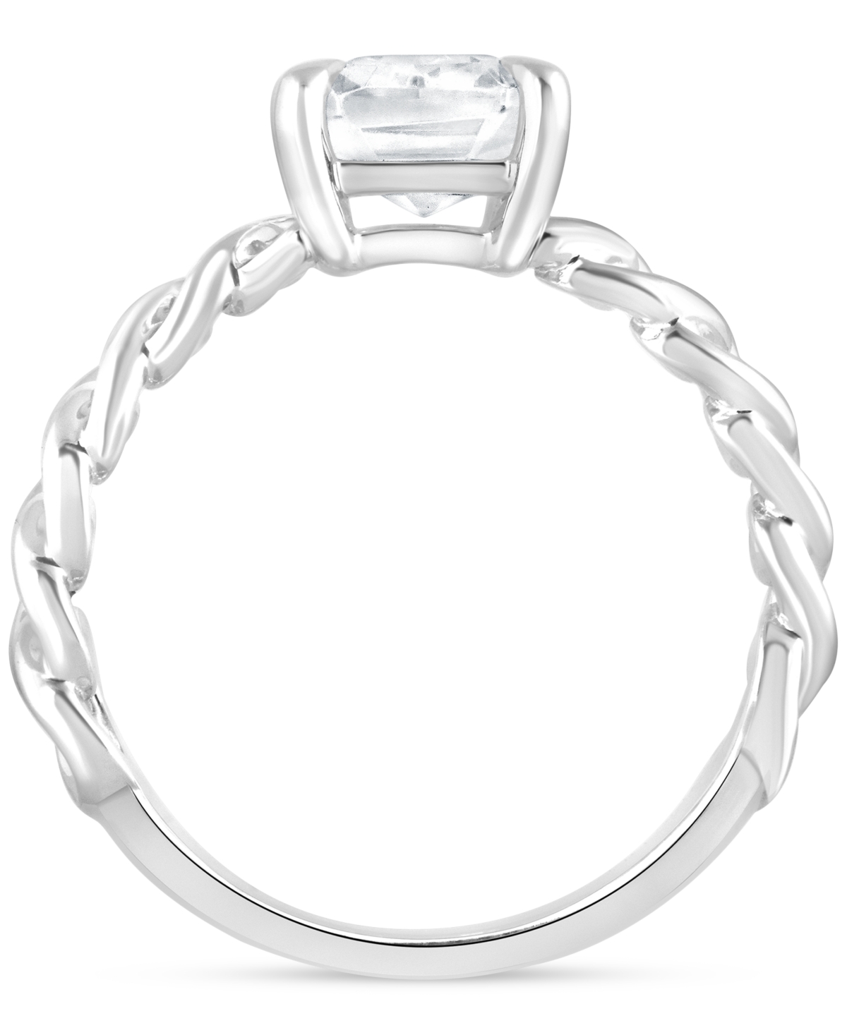 Badgley Mischka Certified Lab Grown Diamond Emerald-cut Chain Link Solitaire Engagement Ring (3 Ct. T.w.) In 14k Gol In Metallic