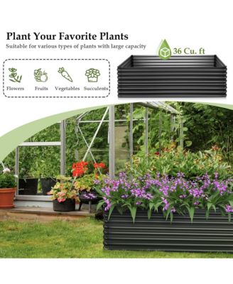 Galvanized Raised Garden Bed Outdoor Planter Box Firewood Rack Log Holder