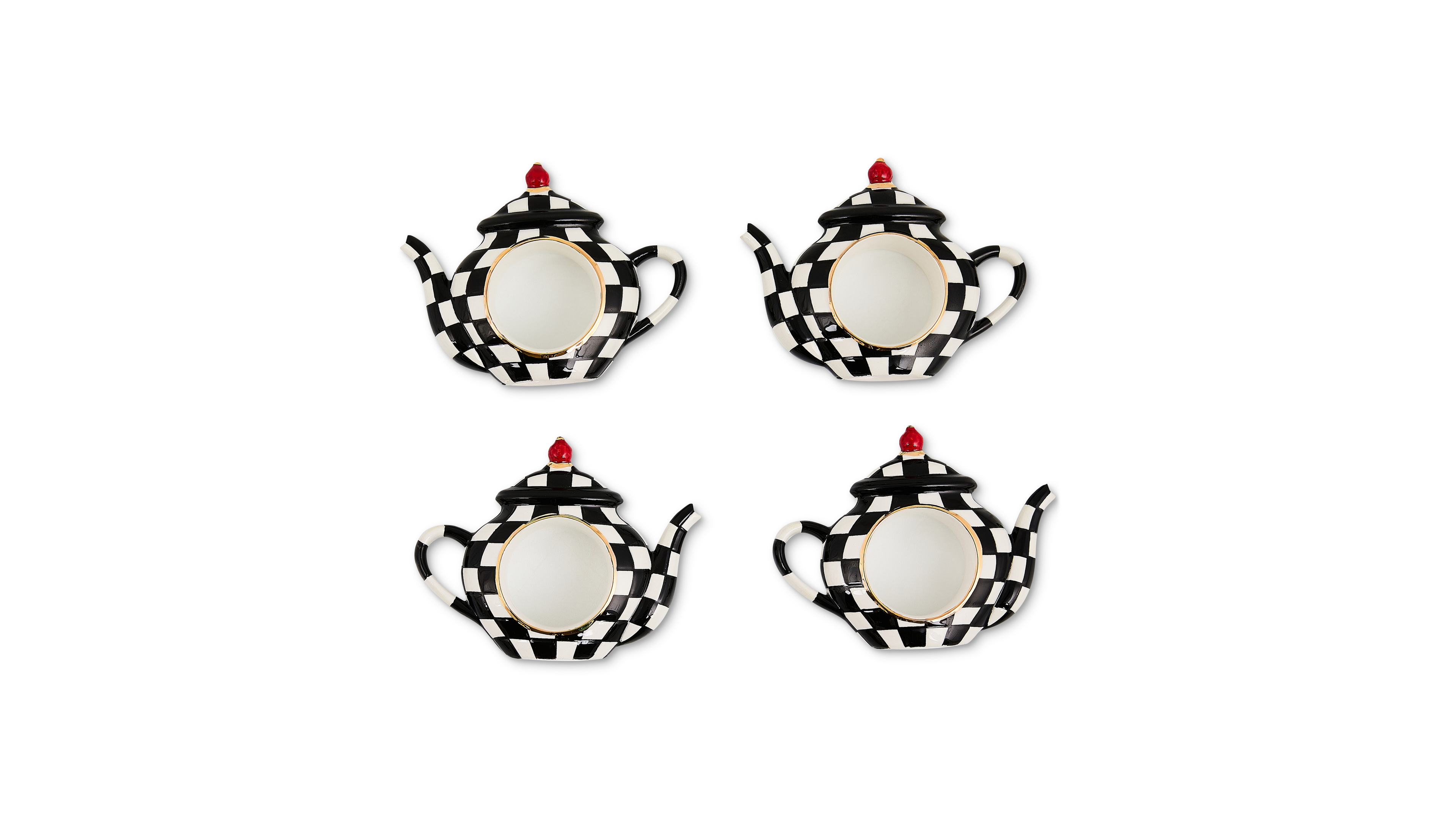 MacKenzie-Childs Courtly Check Teapot Napkin Rings, Set of 4