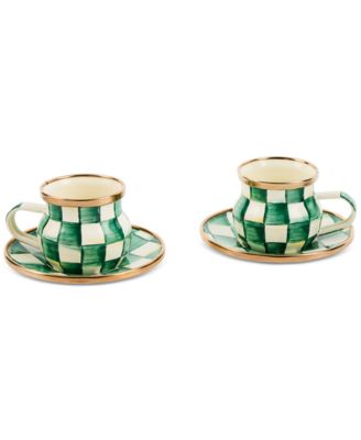 MacKenzie-Childs - Emerald Check Espresso Cup & Saucer Set