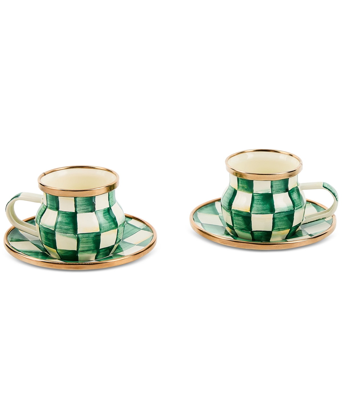 MacKenzie-Childs Emerald Check Espresso Cup & Saucer Set