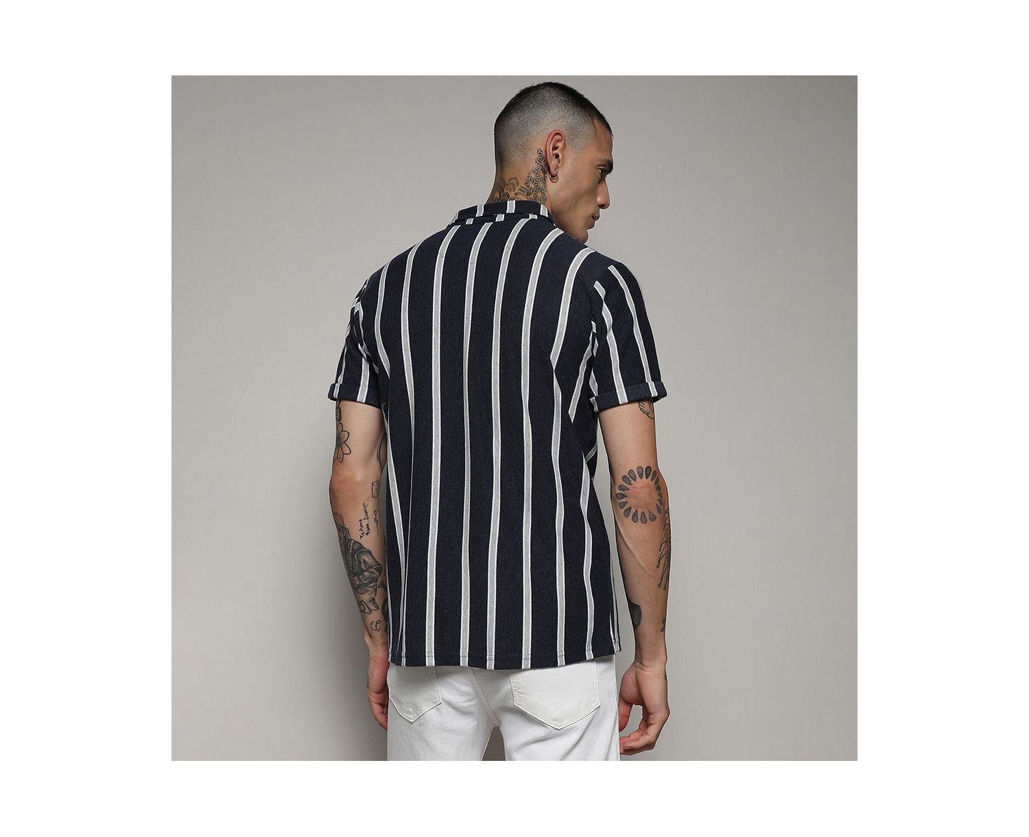 Men's Contrast Halo Striped Shirt