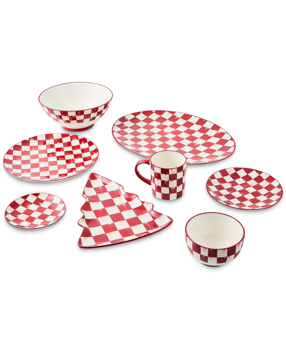 MacKenzie-Childs Cherry Check Appetizer Plates, Set of 4