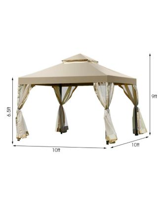 Outdoor 2-Tier 10'x10' Gazebo Canopy Shelter Awning Tent Patio Garden Screw-free structure