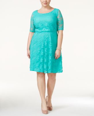 Love Squared Trendy Plus Size Short-Sleeve Lace A-Line Dress - Dresses ...