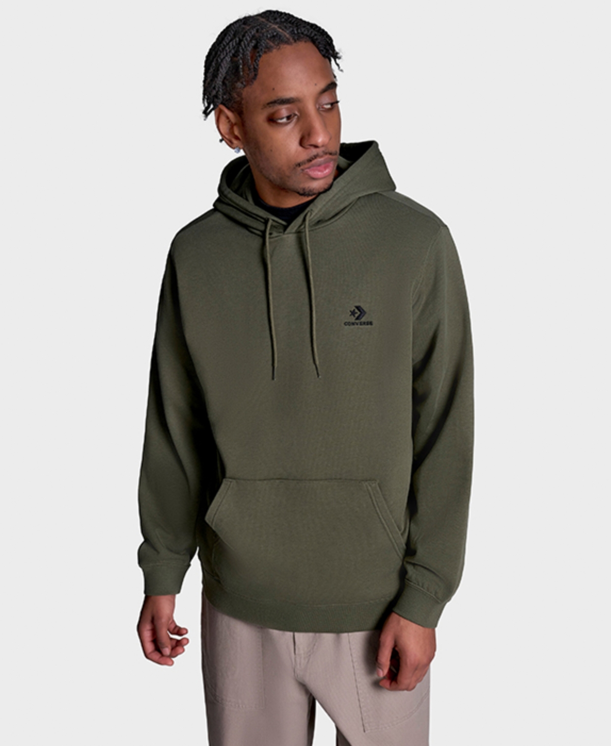 Converse Men's Standard Fit Long Sleeve Sweatshirt In Gray