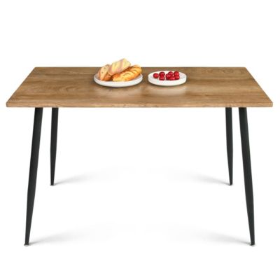 Modern 5-Piece Dining Set, 47 Inch Wood Grain Table with Fabric Upholstered Chairs for Dining Room