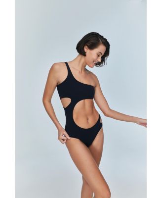 Women's Ocean Cutout Swimwear - One-Shoulder Monokini