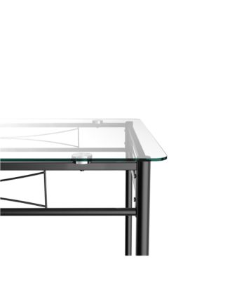 5 Piece Dining Set Glass Top Table & 4 Upholstered Chairs Kitchen Room Furniture