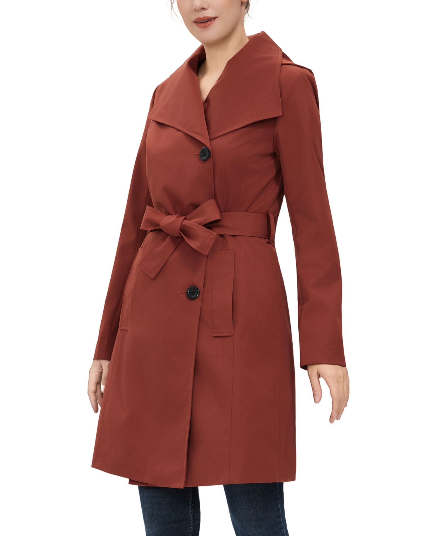Women's Wing Collar Hooded Trench Coat