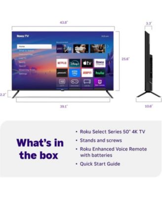 43" Select Series 4K UHD Smart TV - HDR, Dolby Audio, Compatible with Alexa, Voice Remote, Bluetooth Mode, w/AUX HDMI Cable, CPS 1-Year Protection Plan + Streaming kit
