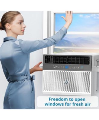 8,000 BTU Window Air Conditioner - Dehumidify & Fan Modes, Quiet, Easy to Install, Remote Control Included, Saddle-Style Design